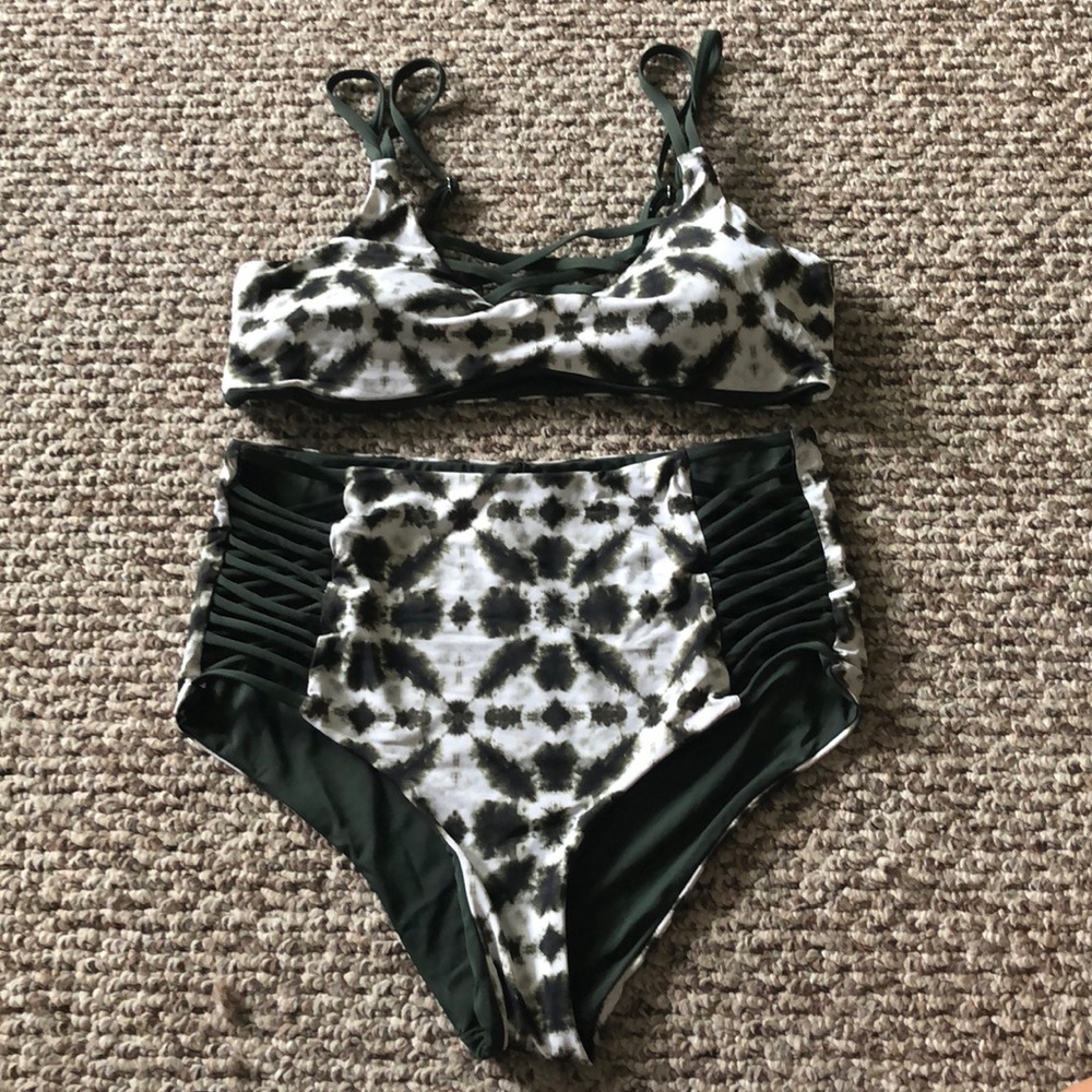Tini Bikini 2 piece green tie dye swim suit